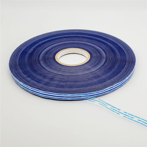 Permanent Bag Sealing Tape with Blue Printing Cinta de sellado permanente de bolsas con impresión azul
